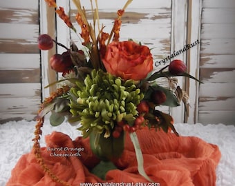 Flores de otoño - Decoración de otoño - Flores de otoño - Flores de boda - Arreglos de otoño - Contenedor verde