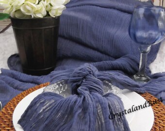Blue Denim Wedding Table Runner Cheesecloth - Gauze - Napkins - Sashes - Baby Wraps