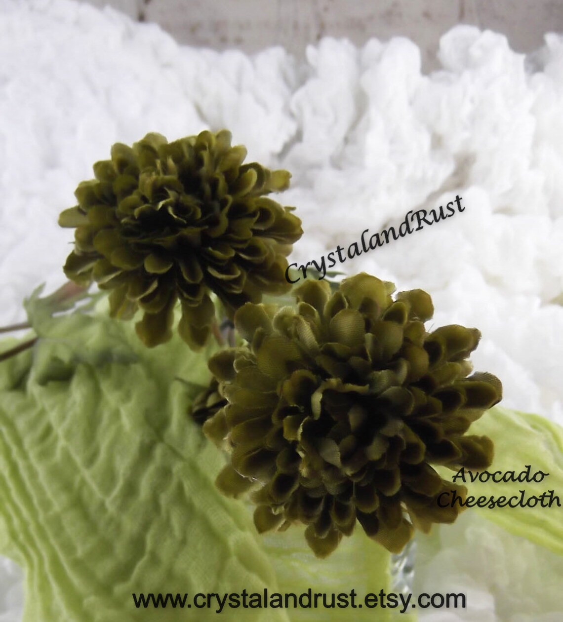 Artificial Silk Flowers Olive Green Mini Pom Pom Mums Etsy