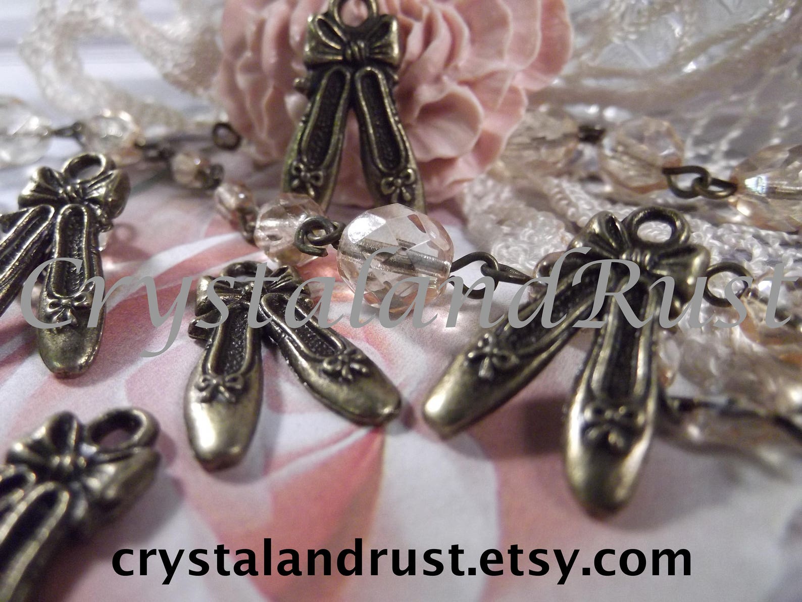 antique bronze - ballet shoe charms --- 5 pieces --- chm - 037 antique bronze - ballet shoe charms --- 5 pieces --- chm - 037
