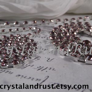 6mm & 4mm Light Amethyst Rhinestone Cup Chain --- Silver Base Metal --- 2 yards