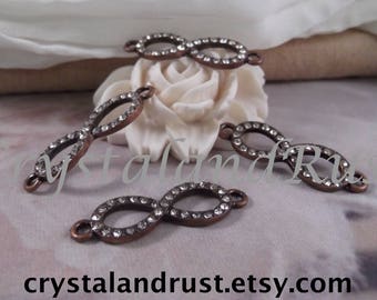 4 - Copper Infinity Bracelet Connectors --- Copper Color ---RS202C