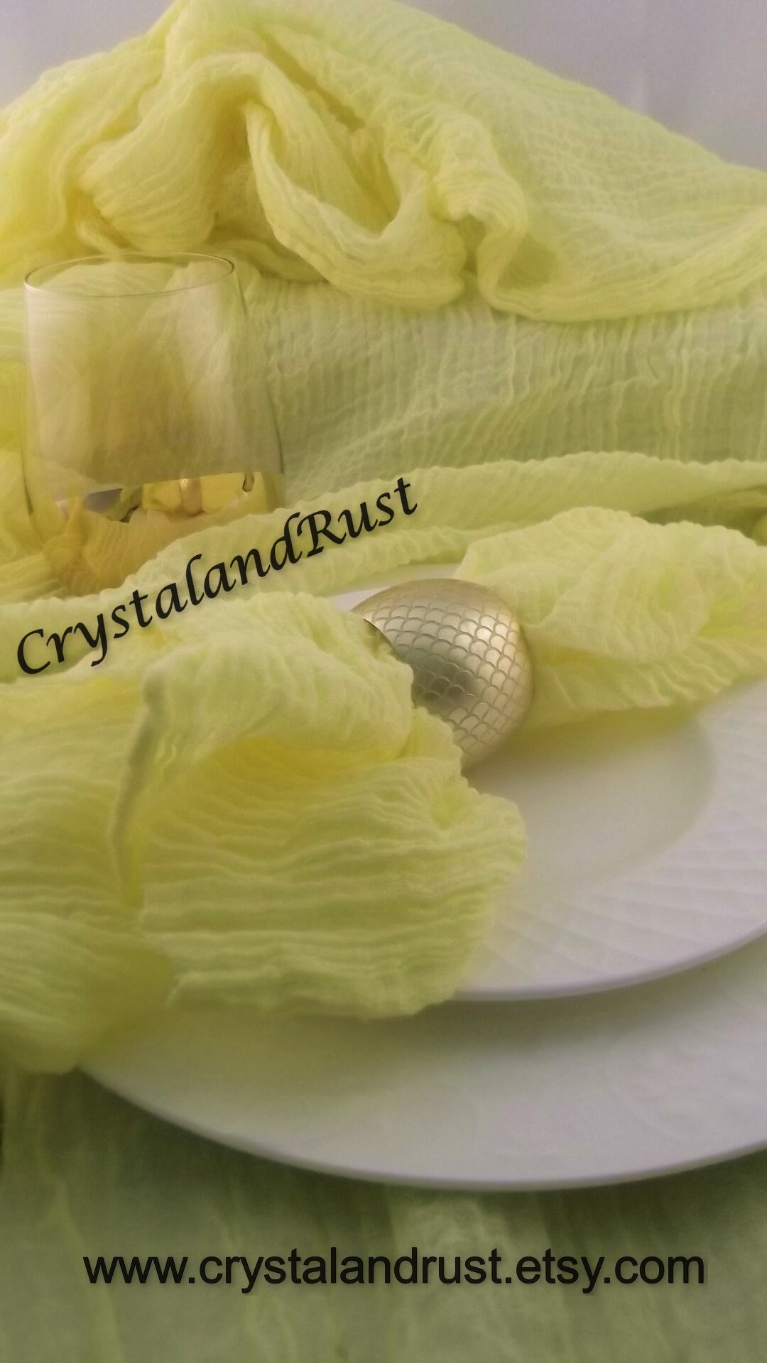 Lemon Chiffon Wedding Cheesecloth Gauze Wedding Table Runners, Napkins