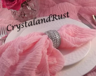 Camino de mesa de boda de tela de gasa rosa, gasa, servilletas, fajines, accesorios para bebés, cortinas para pérgola,