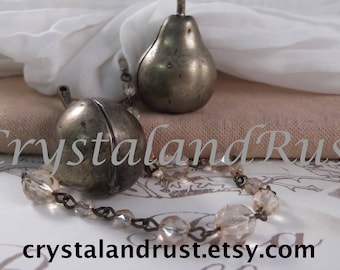 2pc. Large Pear Charm Antique Bronze Color --- CHM - 074