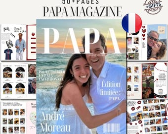 Modèle de magazine de père personnalisé - Livre de souvenirs pour papa personnalisé - Cadeau hommage modifiable Canva pour papa - Souvenir unique de la Fête des pères