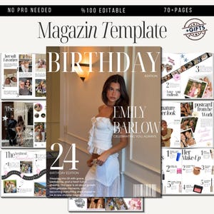 Birthday Magazine Canva Template | Custom Photo Memory Book | Editable Birthday Scrapbook | Personalized Digital Gift for Her & Him