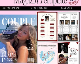 Couple Magazine Template | Anniversary, Engagement & Valentine’s Day | Canva Editable Gift