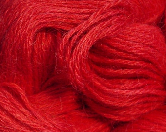 Hand Dyed Alpaca Yarn in Red - Finger Wt - 250 yds