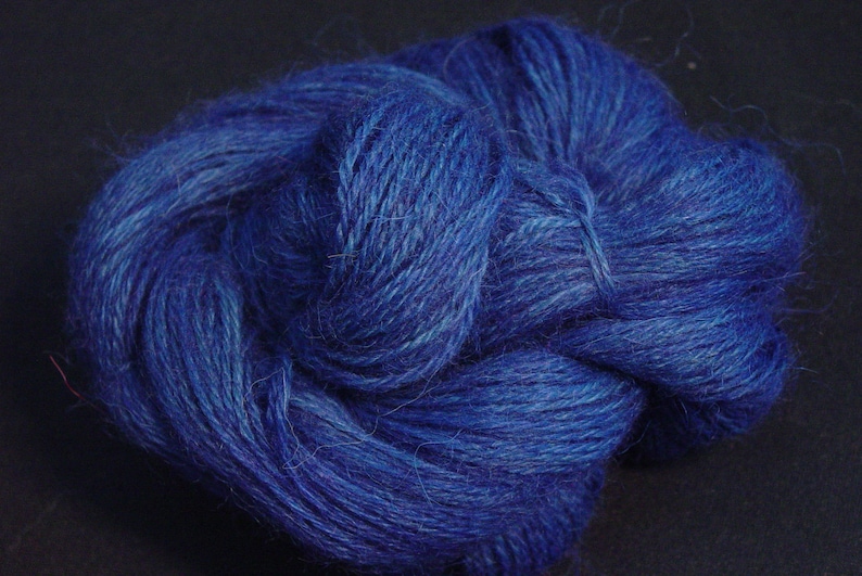 Hand Dyed Alpaca Yarn in Blue Finger Wt 250 yds image 2