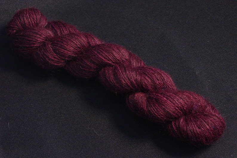 Hand Dyed Alpaca Yarn in Plum Finger Wt 250 yds image 3