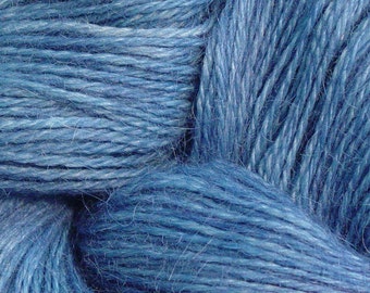 Hand Dyed Alpaca Yarn in Dark Denim - Finger Wt - 250 yds