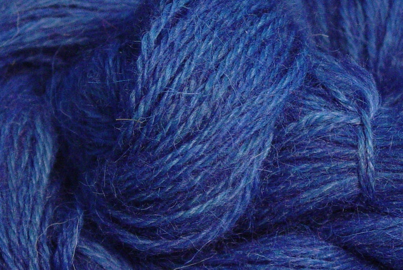 Hand Dyed Alpaca Yarn in Blue Finger Wt 250 yds image 1