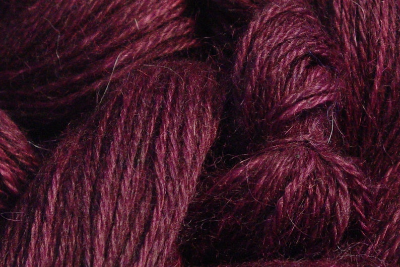 Hand Dyed Alpaca Yarn in Plum Finger Wt 250 yds image 1