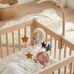 Baby Mobile häkeln Bundle - DIY Kinderzimmer Dekor Set mit Mond, Sterne, Heißluftballon & Häschen