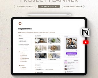 Project Planner for Notion, Digital Task Management, Work and Business Template, Event Calendar
