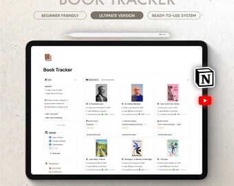 Book Tracker Notion Template, Utlimate Reading Planner, Digital Journal, Personal Library Organizer