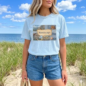 Nantucket shirt, Coastal shirt, Beach shirt, Patchwork shirt