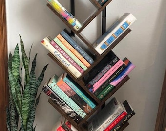 Wooden Tree Bookshelf, Space Saving Rack, Small Bookshelf, Corner Shelf, Modern Bookshelf, Kids Bookshelf, Montessori Bookshelf