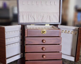 Wooden Jewelry Box, Large Organizer Box, Custom Engraved Box, Jewelry Drawer Box, Custom Jewelry Case, Case Organizer