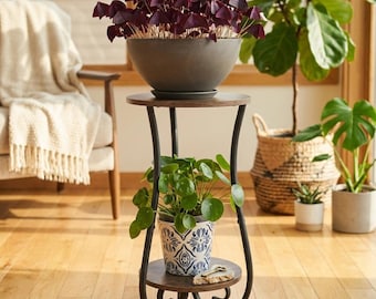 2 Tier Metal Frame Plant Stand, Arc-Shaped Supports Rack, Round Plant Stand, Plant Holder Stand, Corner Plant Stand, Balcony Plant Stand