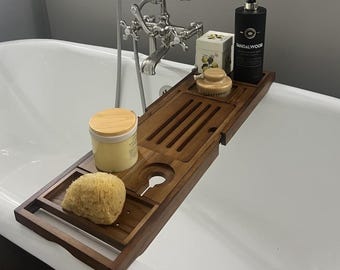 Wooden Bathtub Tray, Bath Caddy, Tub Shelf, Modern Bath Shelf, Bath Caddy Tray, Bath Tub Shelf, Bathroom Shelve