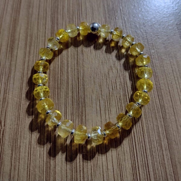 Faceted Grade AAA Citrine And Sterling Silver Gemstone Bracelet