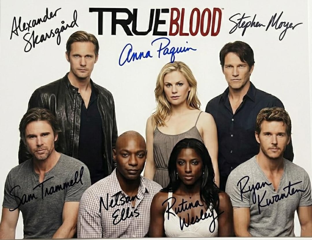 True Blood Cast Signed Poster Anna Paquin Alexander Skarsgard Stephen