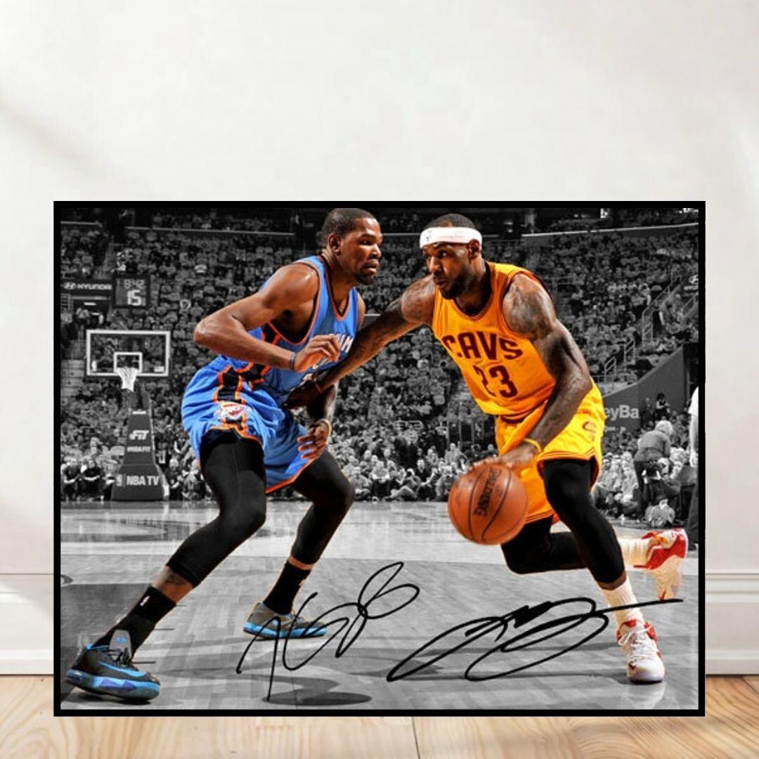 NBA Basketball Action Print: Lebron James, Kevin Durant Autographed ...
