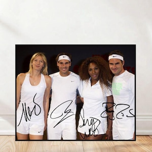 Tennis Legends Signed Autograph Poster – Federer, Williams, Nadal, Sharapova Wall Art