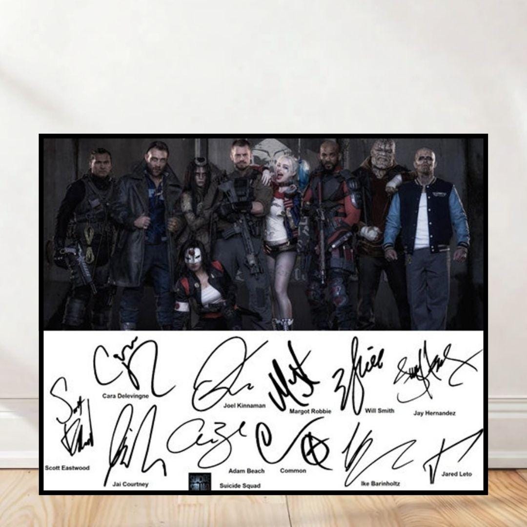 Suicide Squad Cast Signed Poster | DC Comics Movie Wall Art | Harley ...