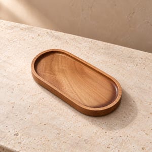 Bandeja de madera para servir / Bandeja de madera ovalada, rectangular redondeada / Decoración de mesa minimalista