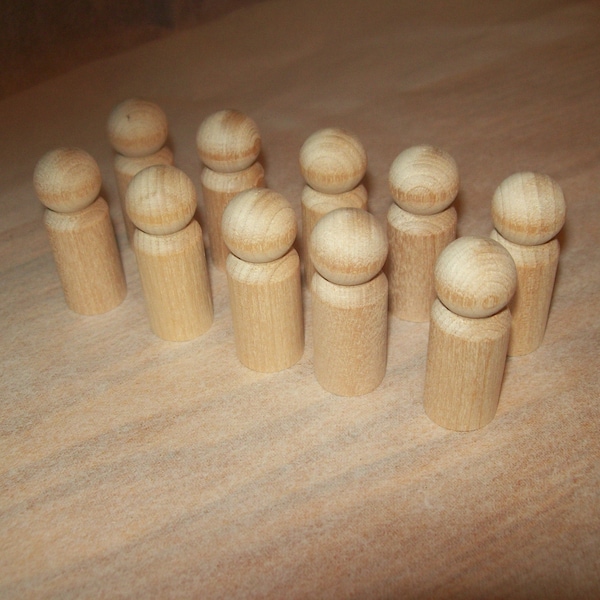 Wooden Peg Dolls  Unfinished 10 Boy Little People Party, Birthday, Wedding