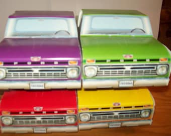 Set of 7  Retro  Vintage   Mix Colors  Ford Pickup  Chev Pickup Food Box, Popcorn Box Kids Brithday Party Free Shipping