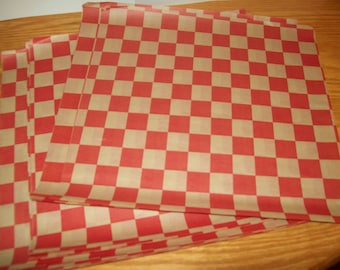 Retro Red Tan Checkerboard  Paper Food  Basket Liner, Hot Dogs, Burger Set of 25