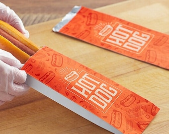 Retro Foil Hot Dogs Bag  Holders Picnic Cookout Birthdays  Set of 25