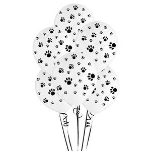 5pc Black Dog Paws White  Balloons Birthday Wedding Kids  Party Decoration