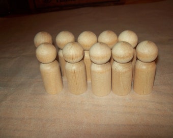 Wooden Peg Dolls  Unfinished 10 Dads Little People Party, Birthday, Wedding