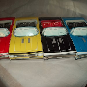 Retro camaro en mustangs mix kleuren voedseldoos, popcorndoos kinderverjaardagsfeestje set van 7"