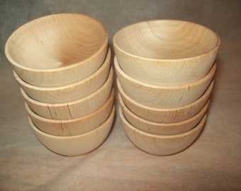 Set of 10 Small  Wood Bowl Perfect for Spices Dips Unfinished