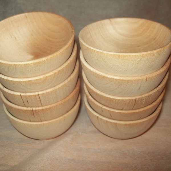 Set of 10 Small  Wood Bowl Perfect for Spices Dips Unfinished