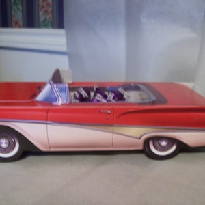 Retro Cruisers 58 Red White Ford Fairlane Sunliner Food Box,Popcorn Box Kids Brithday Party Set of 5