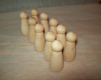 Wooden Peg Dolls  Unfinished 10 Girls Little People Party, Birthday, Wedding