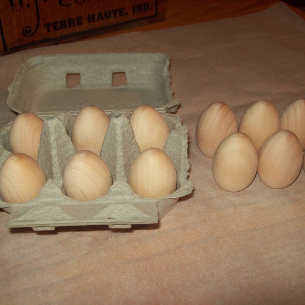 Set of 12 Wooden  Unfinished Large size Eggs ,