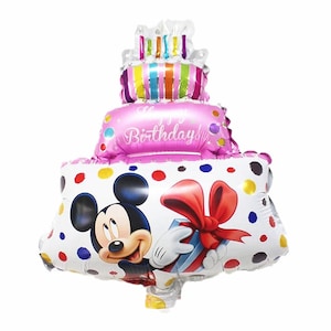 Bingtan Pink Cake Minnie & Mickey Mouse  Cartoon Balloon Birthday Party Decoration