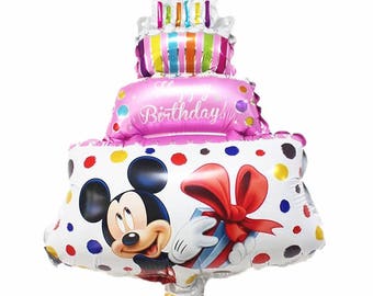 Bingtan Pink Cake Minnie & Mickey Mouse  Cartoon Balloon Birthday Party Decoration