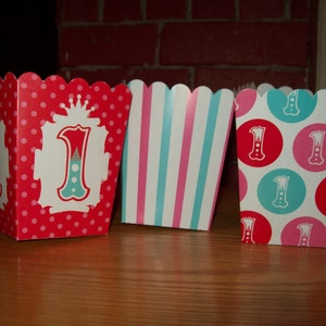 Kids 1st Birthday Mini Popcorn .Boxes Movie Night, Party Three Color  Set of 12