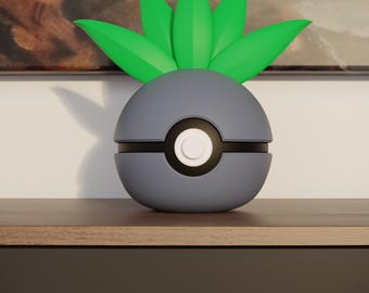 0043 Oddish Pokeball Replica - 3D Printed Gaming Decor - Pokémon Inspired