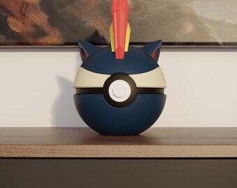 0156 Quilava Pokeball Replica - 3D Printed Gaming Decor - Pokémon Inspired