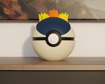0155 Cyndaquil Pokeball Replica - 3D Printed Gaming Decor - Pokémon Inspired